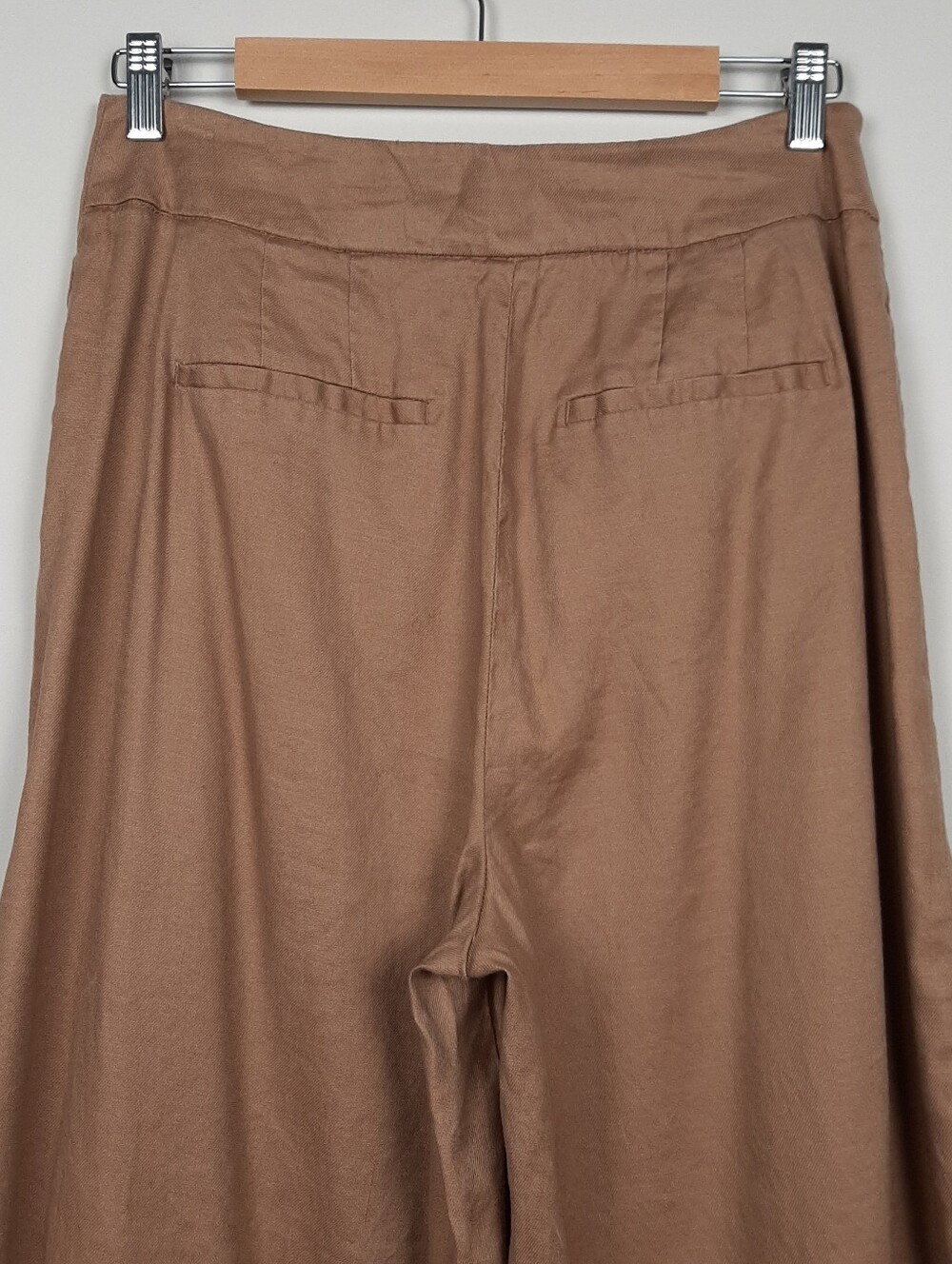 WHBM Linen Blend The Wide Leg Pants Brown Size 6 - Picture 7 of 12